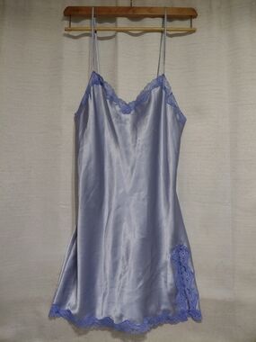 Victoria's Secret Vintage Baby Blue Lace-Trim Slip